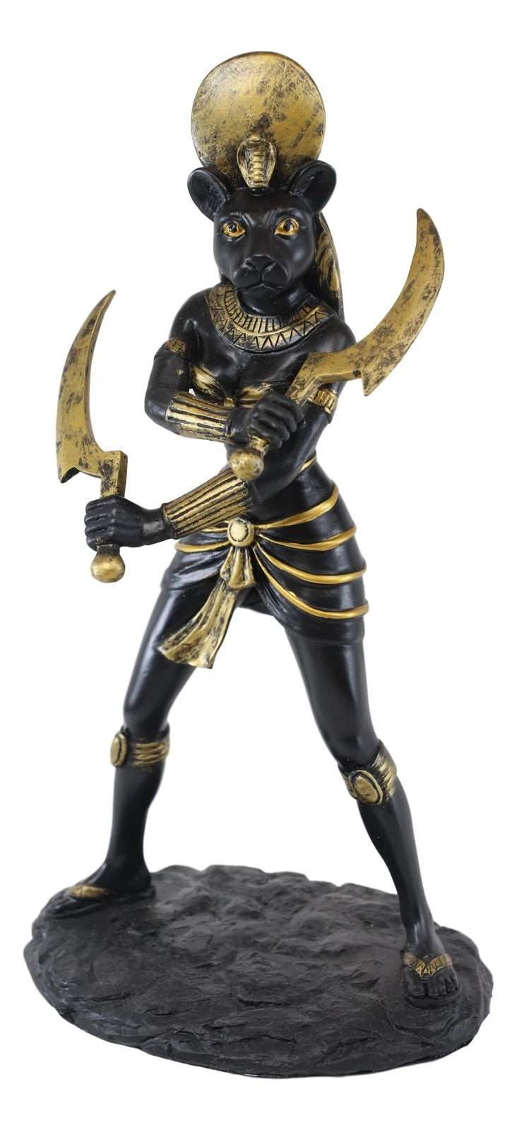 Egyptian Sun Goddess Sekhmet W/ Sickle Statue Huntress Lioness Healer-4