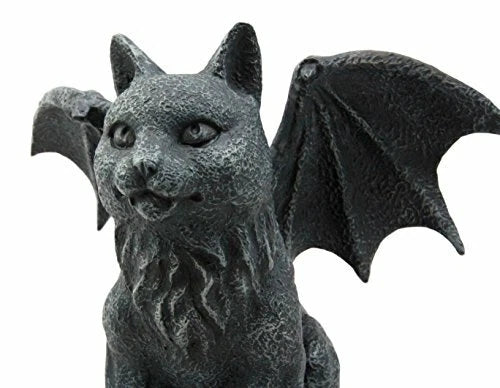 Gothic Guardian Winged Feline Cat Vampire Gargoyle Desktop Paperweight Figurine-8