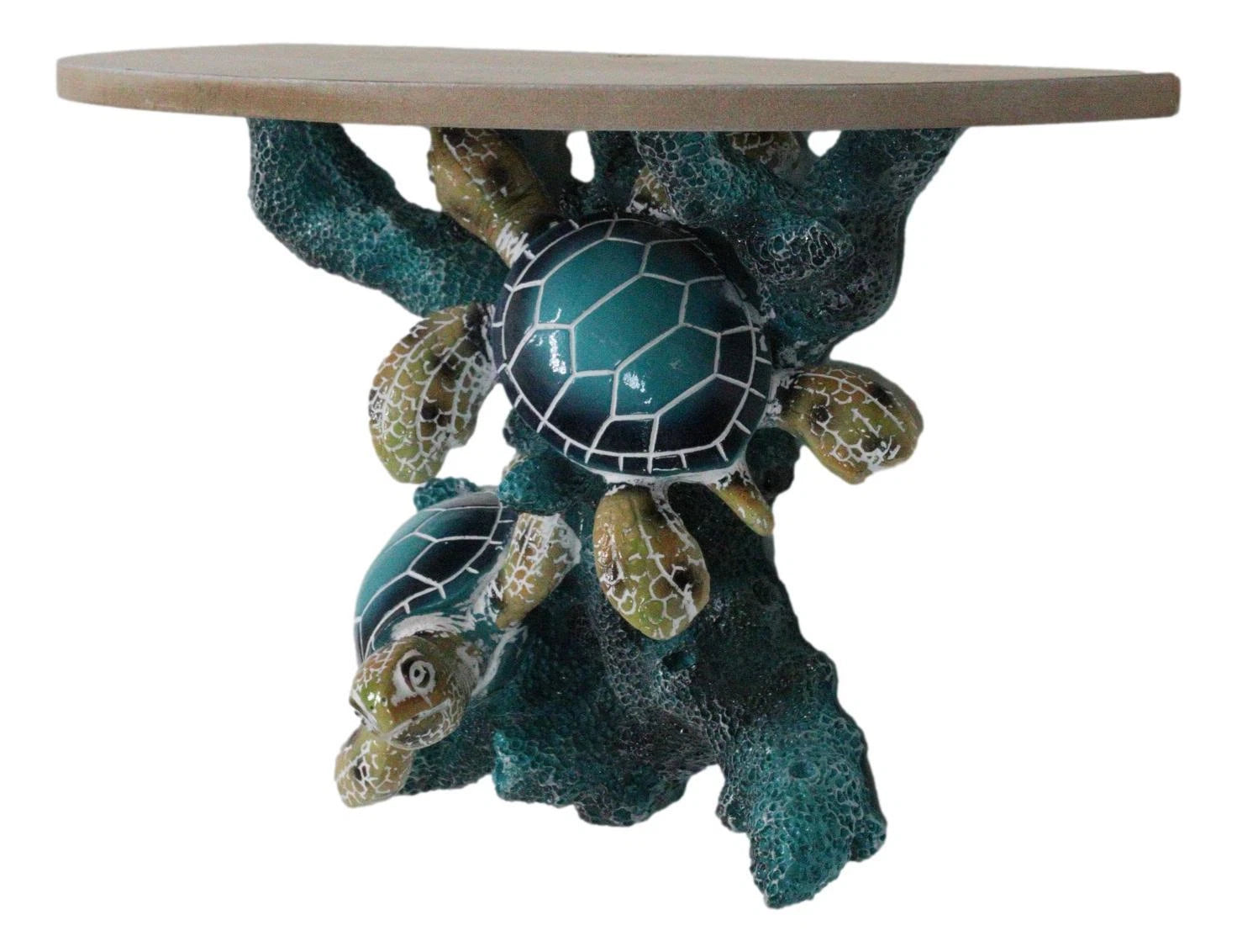 Marine Blue Sea Turtles Swimming by Ocean Corals Floating Wall Bracket Shelf-7