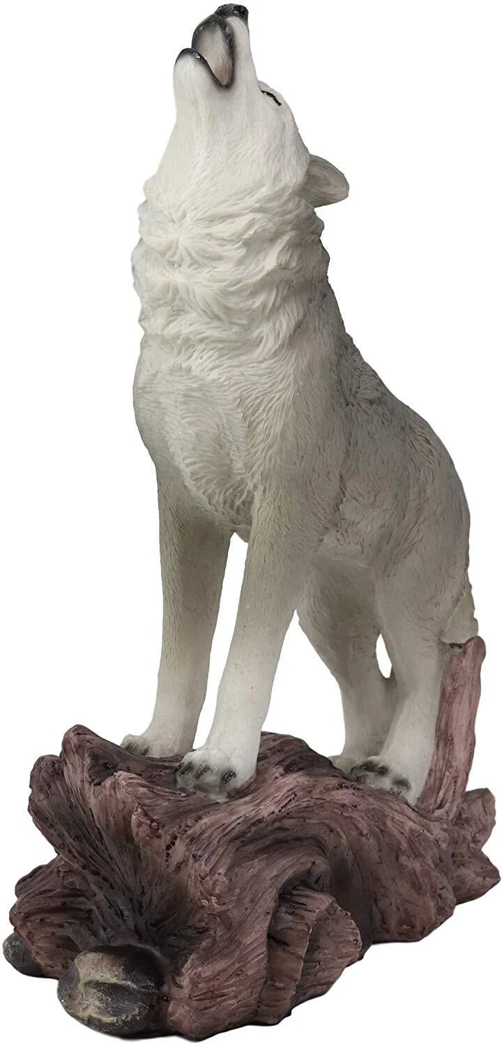 Large Cries Of The Night Howling Alpha Gray Wolf Statue 12"H Spirit Wolves Decor-5