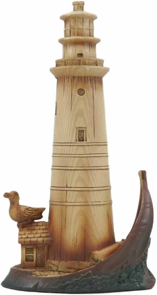 9"H Nautical Lighthouse On A Giant Boat Deck with A Seagull Statue-3