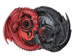 Auspicious Infinity Red And Black Unity Dragons Decorative Incense Burner Holder-8