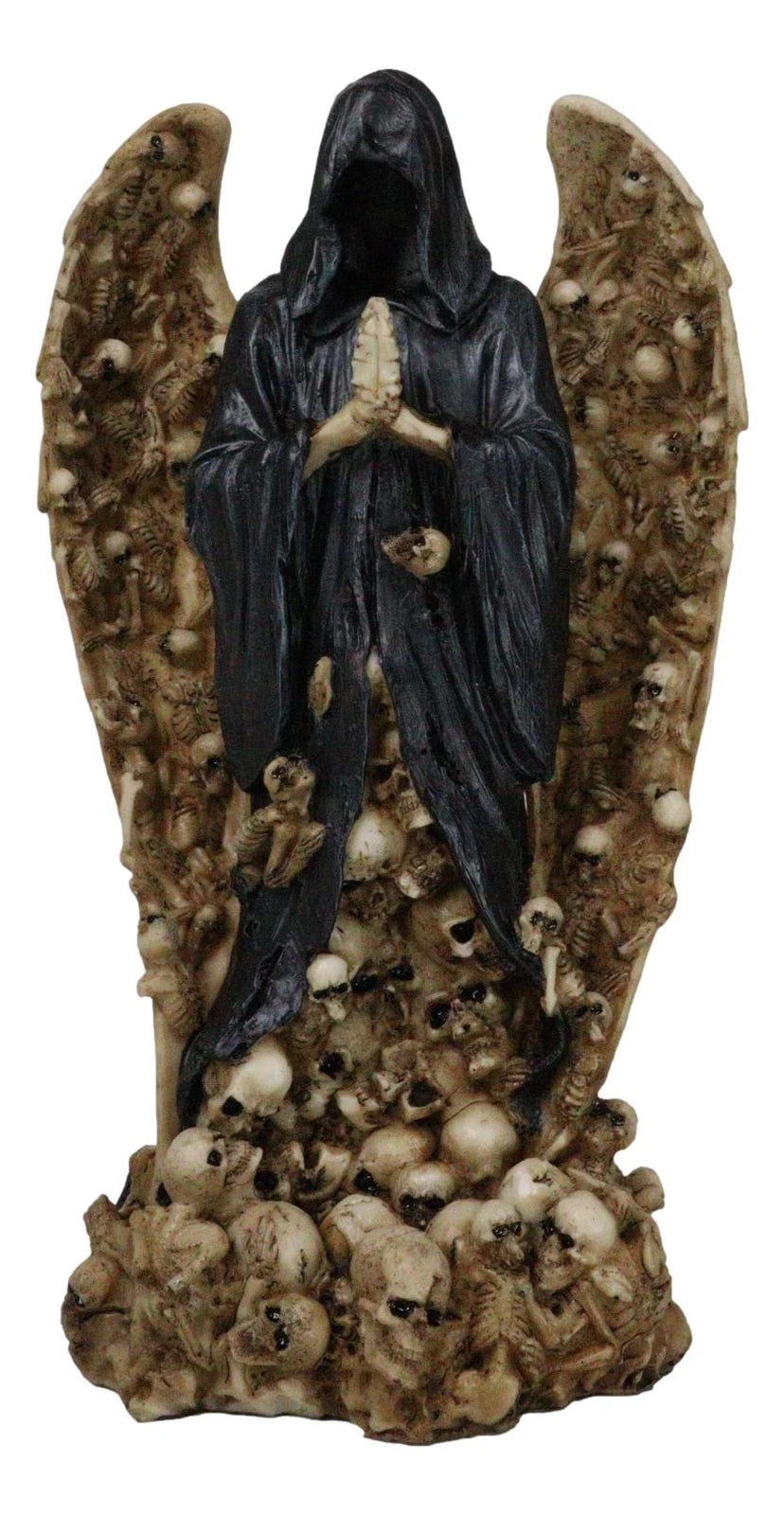 Gothic Death Prayer Grim Reaper Skeleton With Ossuary Skulls Wings Figurine-7