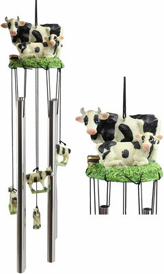 Gift Bovine Holstein Cow and Baby Calf Family Resonant Relaxing Wind Chime-2