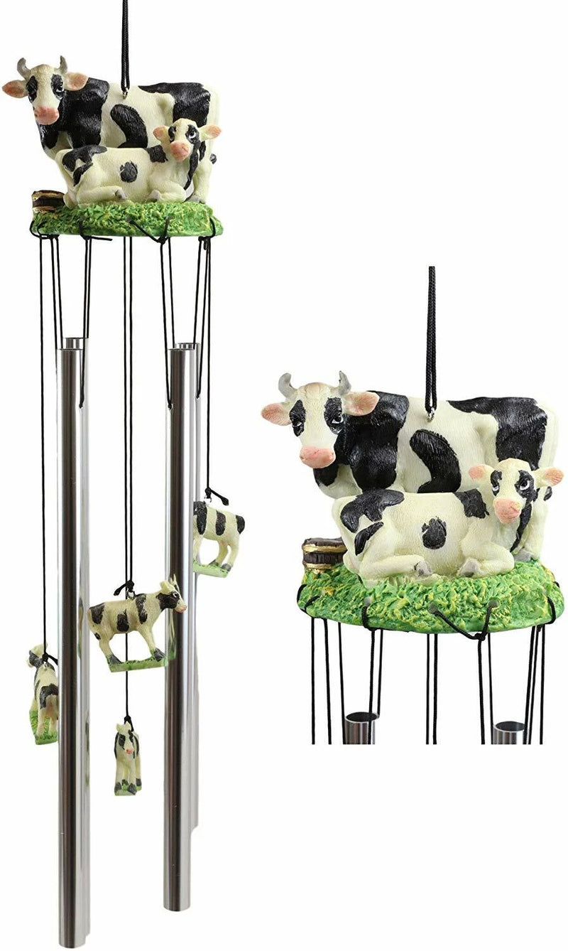 Gift Bovine Holstein Cow and Baby Calf Family Resonant Relaxing Wind Chime-2