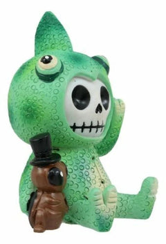 Furrybones Camo The Chameleon With Cricket Figurine 3"H Skeleton Furry Bones-6