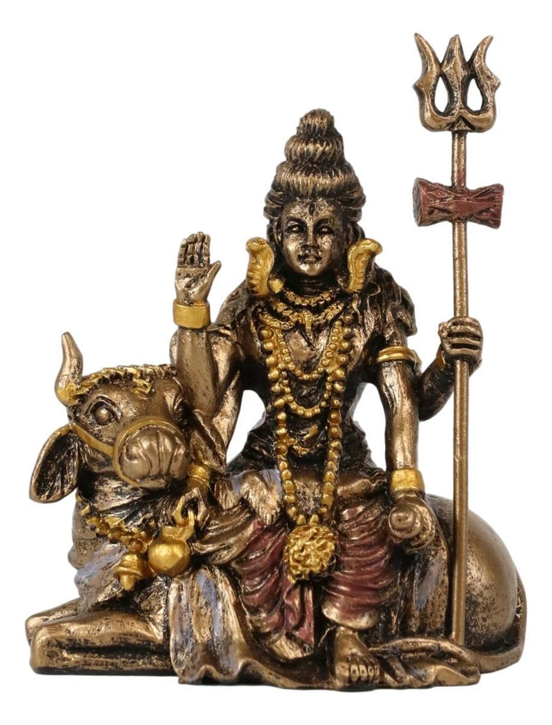 Vastu Hindu God Lord Shiva Mahadeva Sitting On Nandi Bull Miniature Statue-10