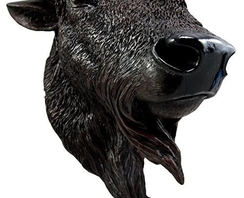 Large Bison Buffalo Hanging Wall Decor Sculpture Plaque Figurine 18.5" H-5