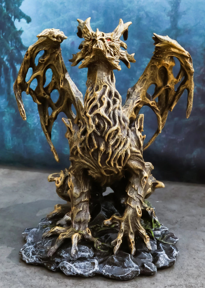 Forest Tree Ent Greenman Dendritic Dragon with Red Blood Moon Eyes Figurine-1