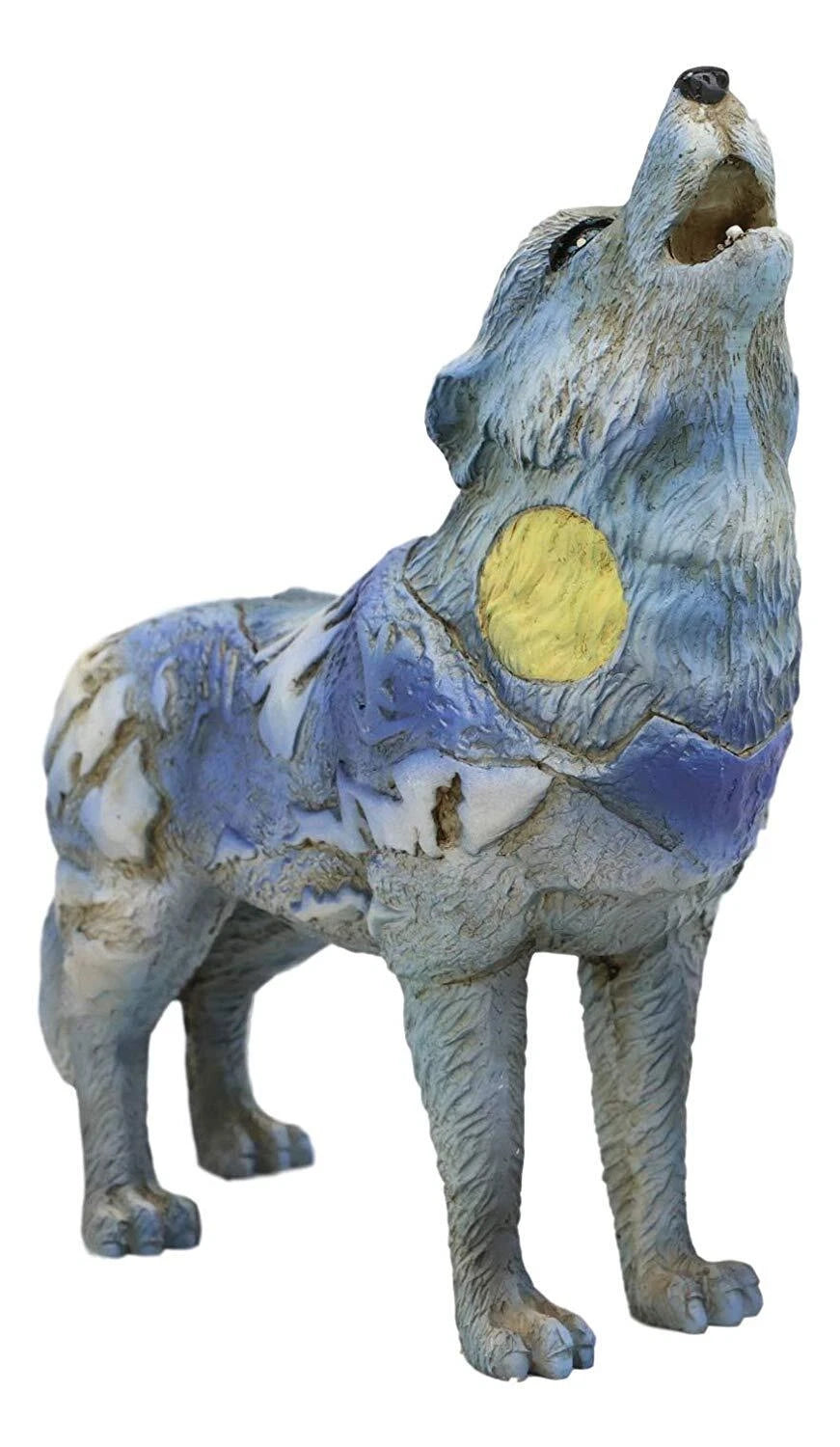 Colección de figuras tótem tribales nativas de Moon Mountain, lobo aullador, espíritu, 15 cm de largo-6