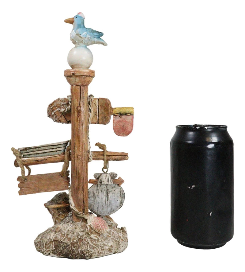 Beach Coastal Pelican Bird On Getty Post Seashells Boat Nautical Sign Figurine-6