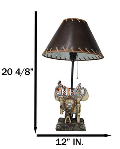 Southwestern Navajo Indian Chief Skull Headdress Cowboy Horse Saddle Table Lamp-5