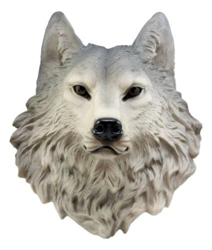 Large Gray Timber Wolf Head Wall Decor Plaque 16.5"Tall Taxidermy Art Decor-7