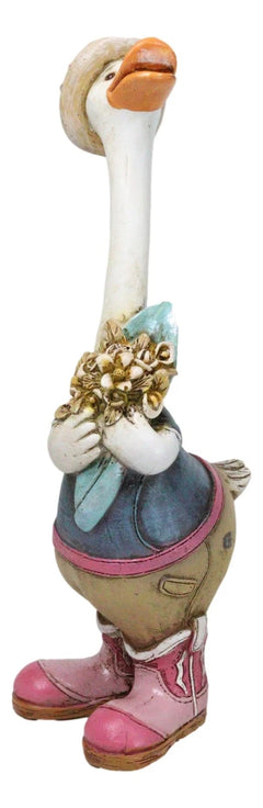 Set of 2 Western Cowboy Cowgirl Ducks With Hats Scarves And Boots Figurines-5