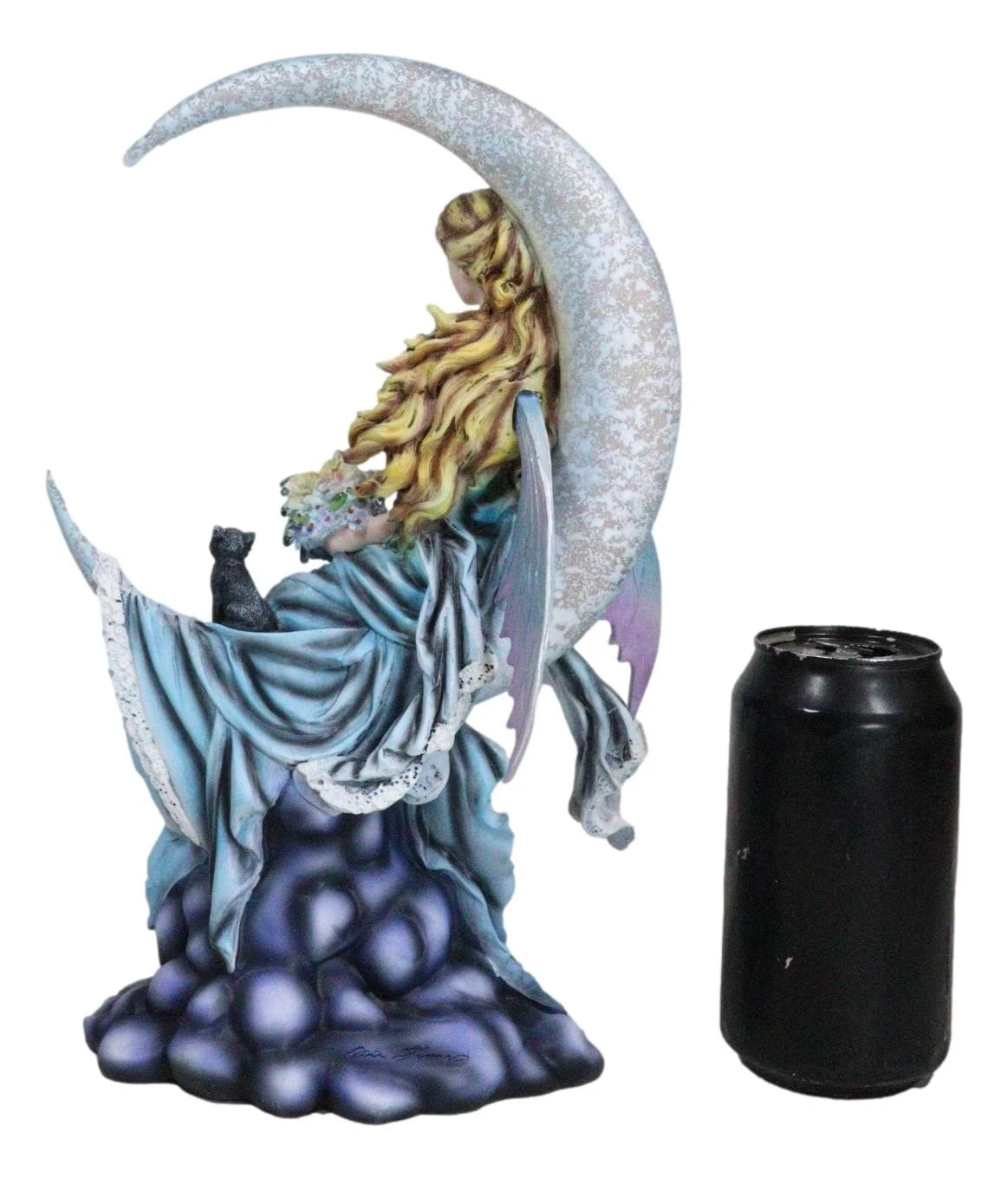 Large Celestial Moon Water Elemental Fairy Statue 11"H By Nene Thomas-3