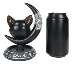 Occult Wicca Sacred Geometry Black Cat Crescent Moon Backflow Incense Burner-7