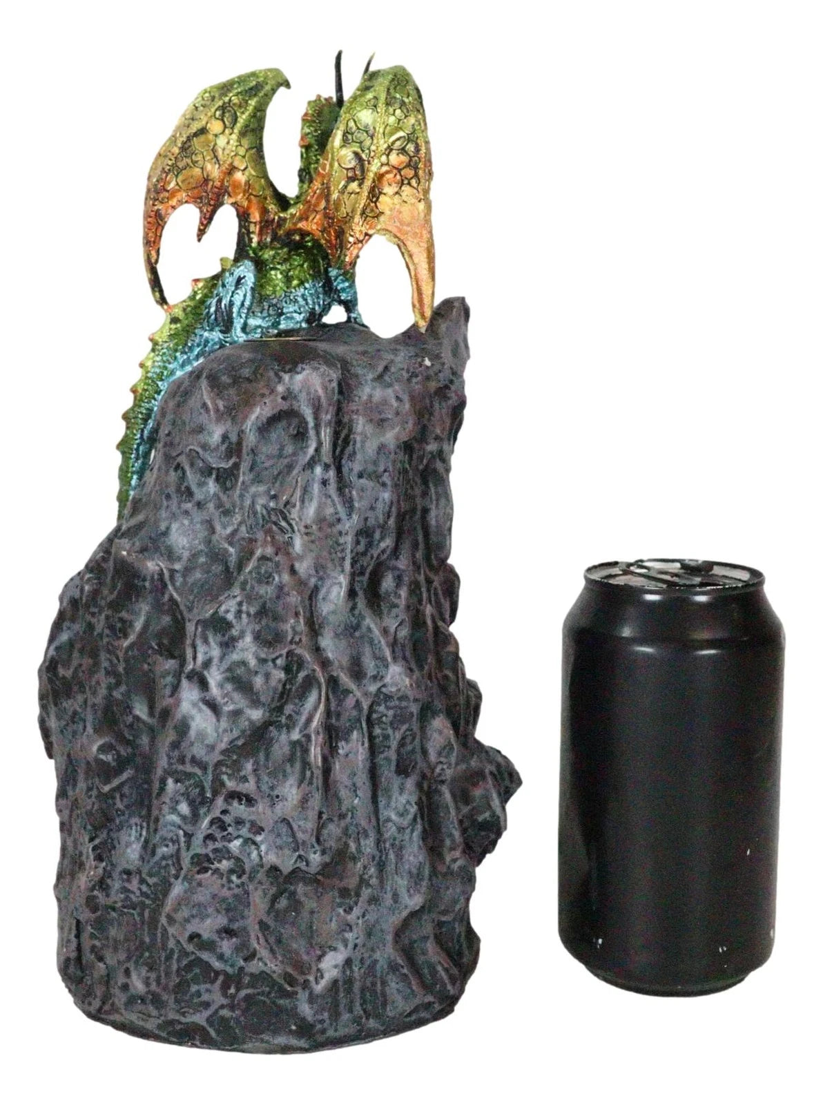 Emerald Dragon On Crystal Geode Mountain Backflow Incense Burner With LED-7