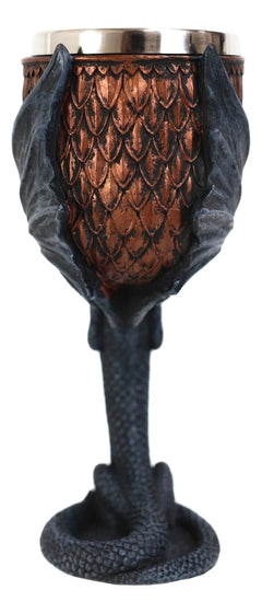 Dragon Scales With Servant Winged Drake Stem Base Drinking Wine Goblet Chalice-7