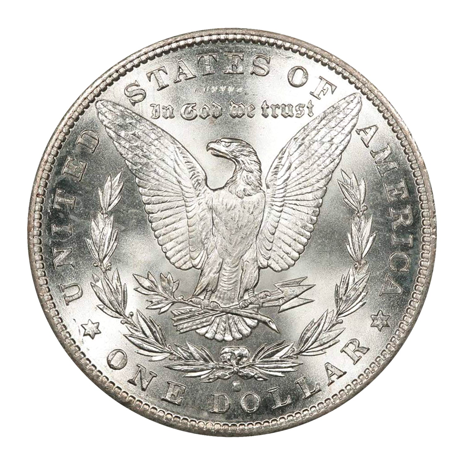 Dólar de plata Morgan S de 1879, $1, brillante, sin circular, BU, 90 % plata-3