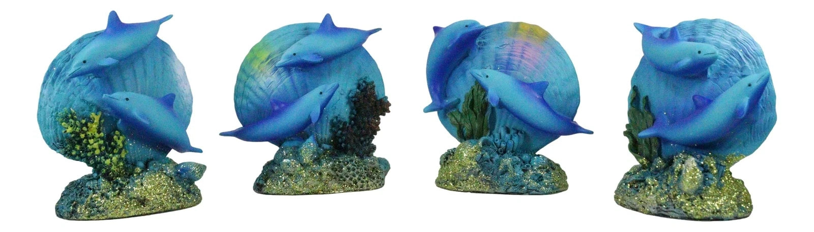 Nautical Ocean Marine Reef Swimming Dolphins Fish W/ Clams Mini Figurines-5