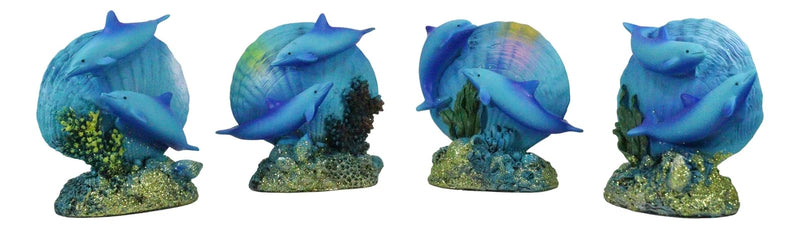 Nautical Ocean Marine Reef Swimming Dolphins Fish W/ Clams Mini Figurines-5