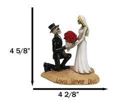 Figura decorativa para tarta de boda con esqueletos de novios y rosas "El amor nunca muere"-8