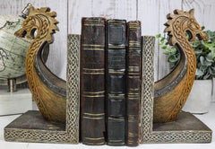 Nautical Marine Scandinavian Viking Fjord Dragon Longship Prow Ship Bookends Set-1