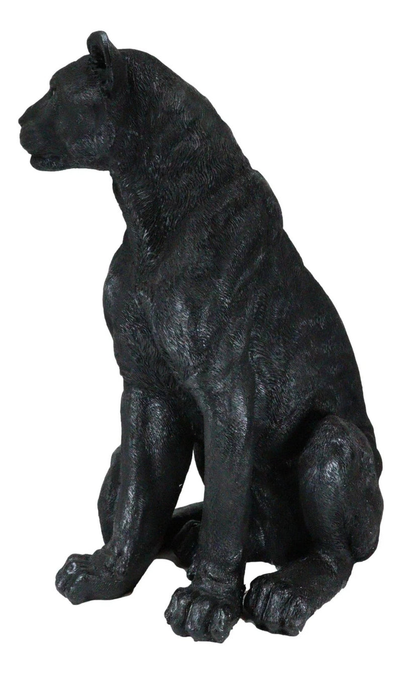 Realistic Large Black Ghost Panther Jaguar Hunter 20"H Garden Patio Statue-6
