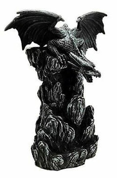 Dark Rocky Mountain Chernos Dragon Backflow Incense Tower Burner Statue-4