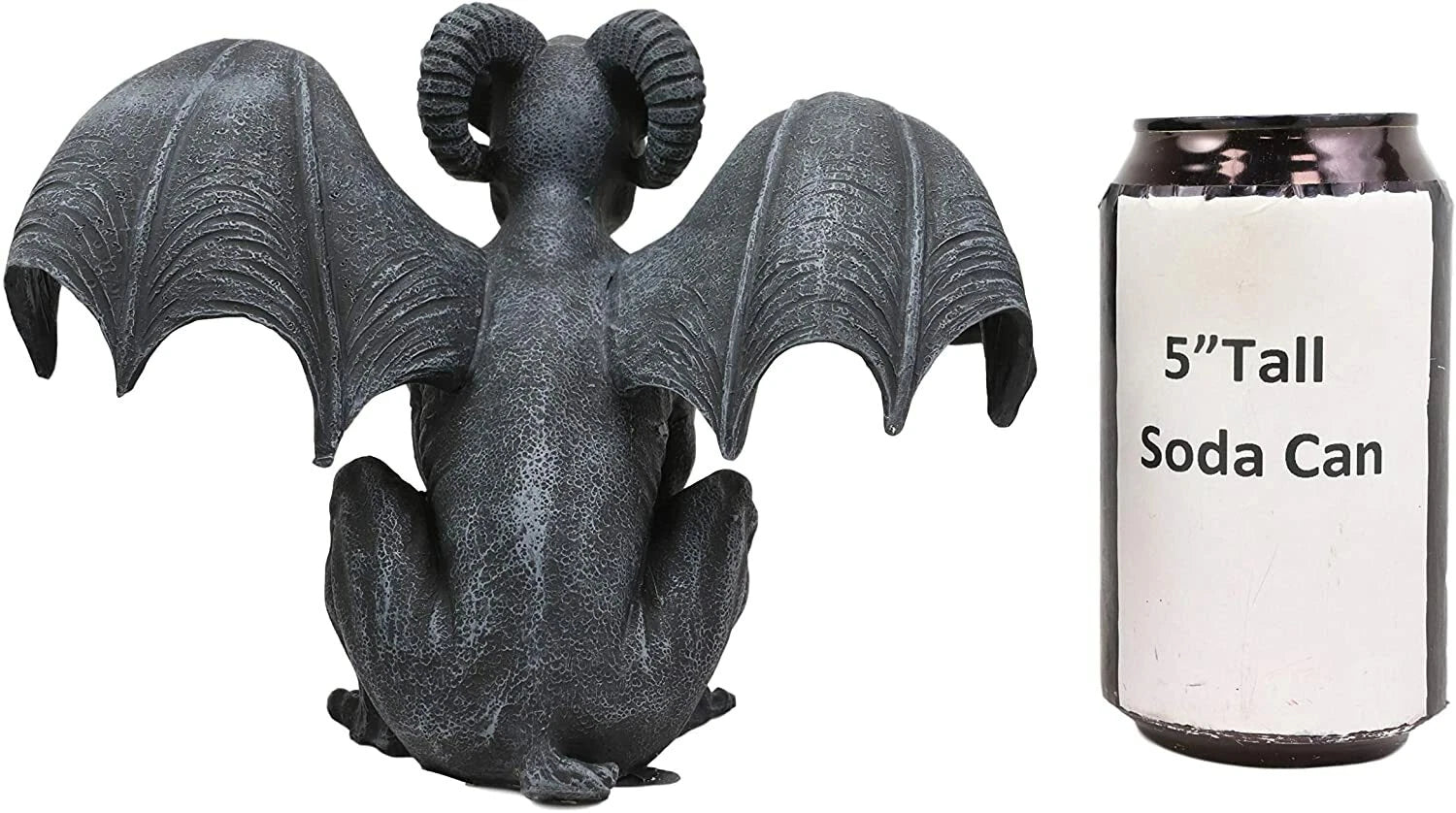 Crouching Ram Horned Gargoyle Statue in Faux Stone Finish Resin 6.25" Tall-5