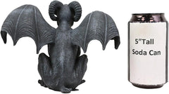 Crouching Ram Horned Gargoyle Statue in Faux Stone Finish Resin 6.25" Tall-5