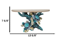 Marine Blue Sea Turtles Swimming by Ocean Corals Floating Wall Bracket Shelf-4