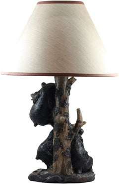 Lámpara de mesa con cachorros de oso negro trepando y pantalla de oso (juego de 2)-3