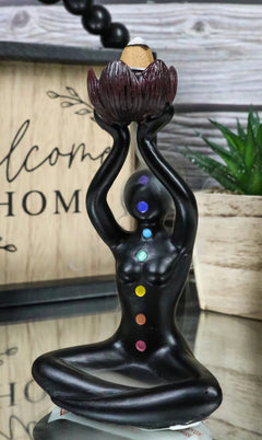 Black Yoga Meditation Avatar With 7 Chakra Zone Colors Backflow Incense Burner-1