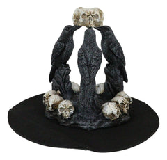 Gothic Wicca Quoth Trio Ravens Nevermore With Skulls Backflow Incense Burner-3