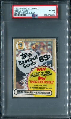 1987 Topps Baseball Unopened Cello Pack PSA 8 Bonds RC Top *6844-1