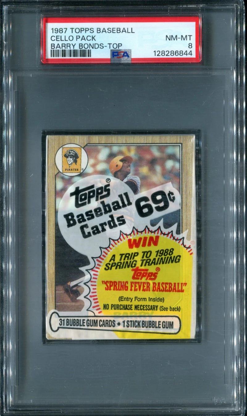 1987 Topps Baseball Unopened Cello Pack PSA 8 Bonds RC Top *6844-1