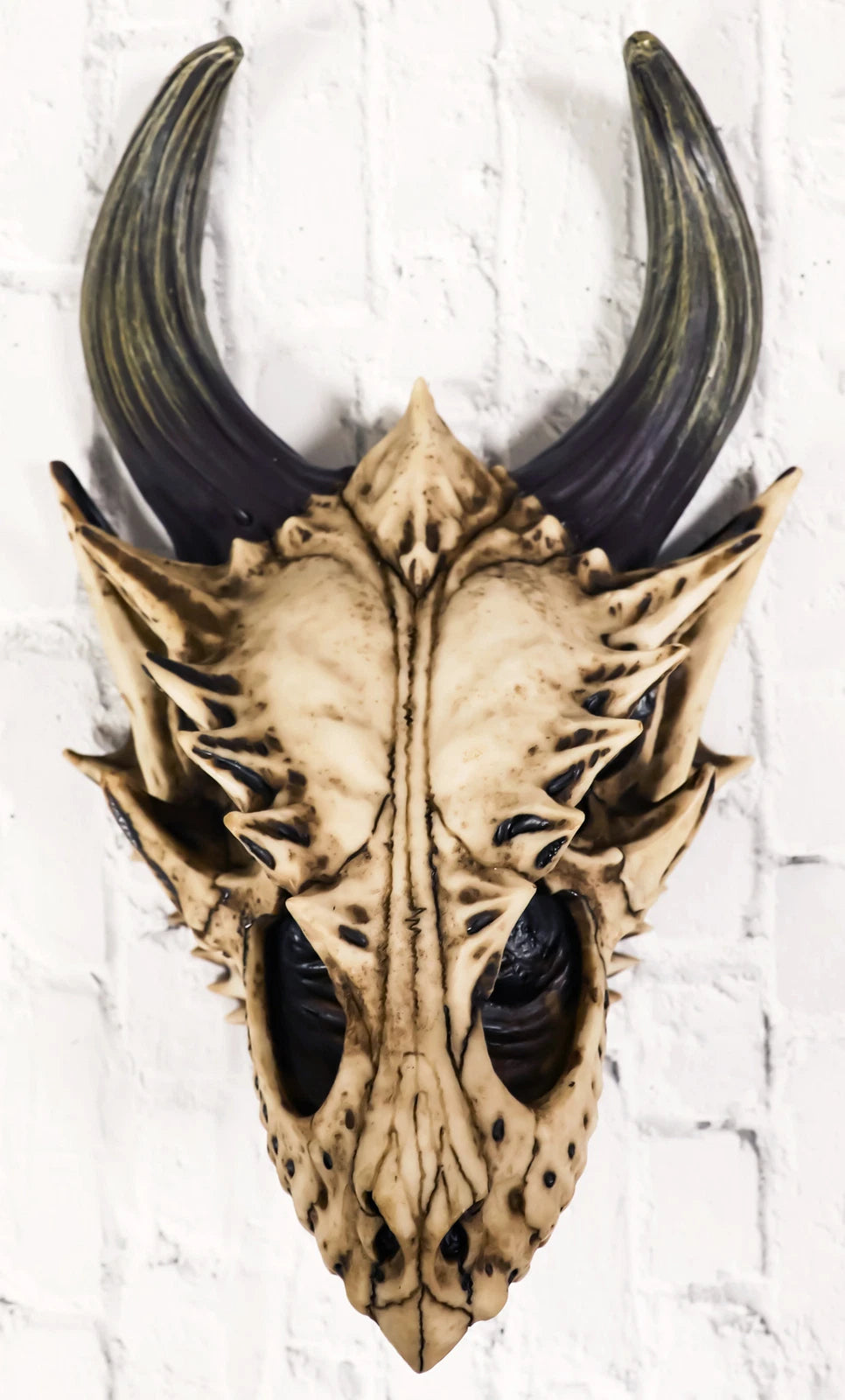 Decoración de pared con calavera de dragón, figura realista de cabeza de dragón Beowulf jurásico fósil para pared, estante, repisa o sala de fantasía gótica.-4