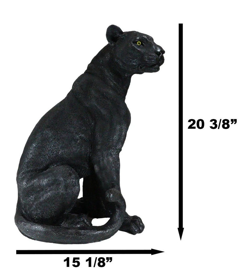 Realistic Large Black Ghost Panther Jaguar Hunter 20"H Garden Patio Statue-4