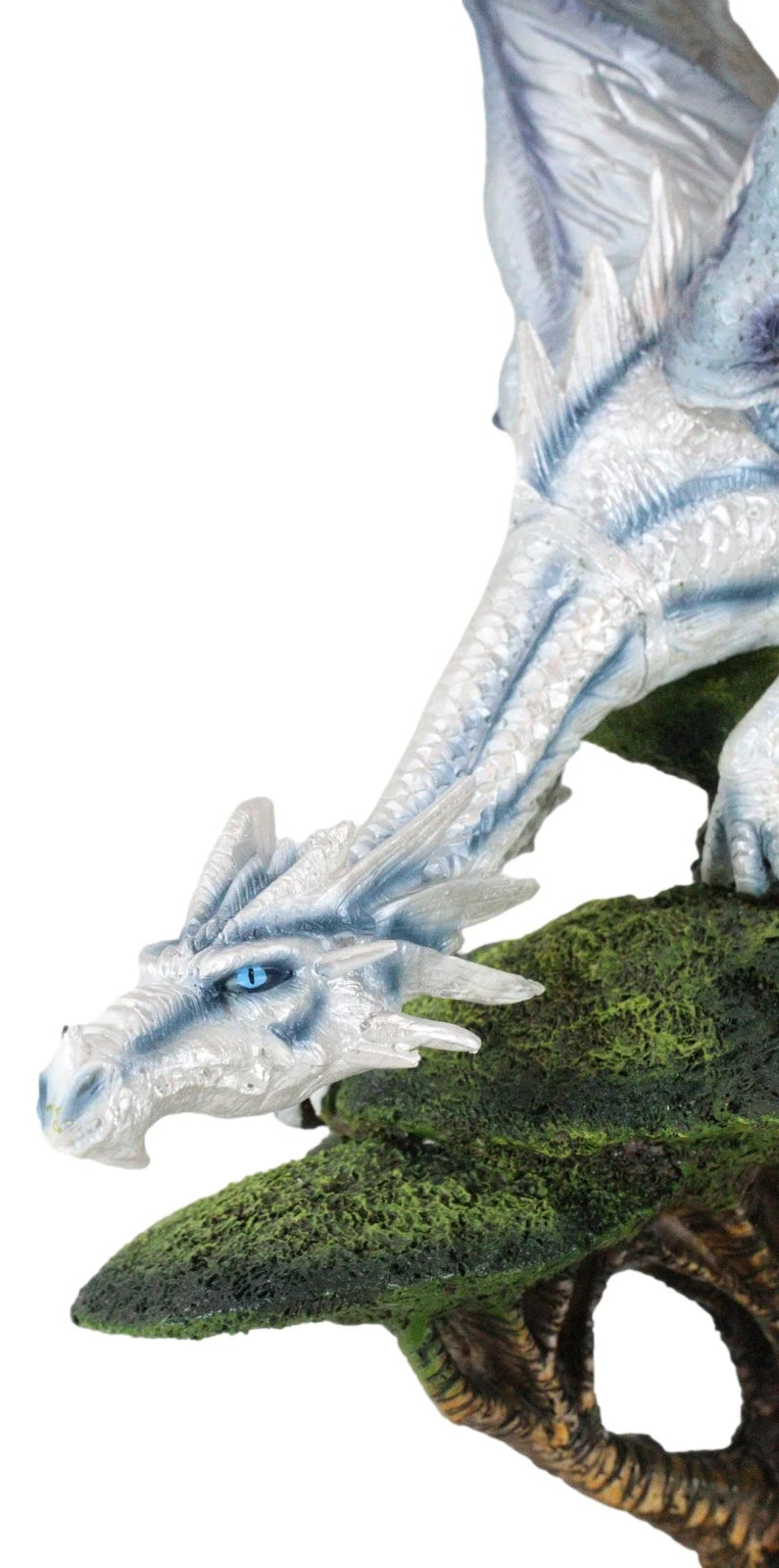 Large Arctic Frost Fury Dragon Perching On Rainforest Giant Tree Canopy Figurine-3