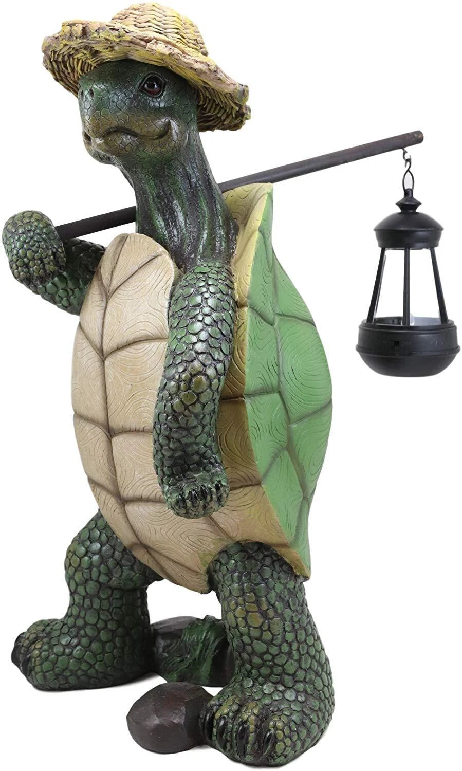 Gift Nautical Nature Lover Adventure Hiking Tortoise with Straw Hat Statue-3