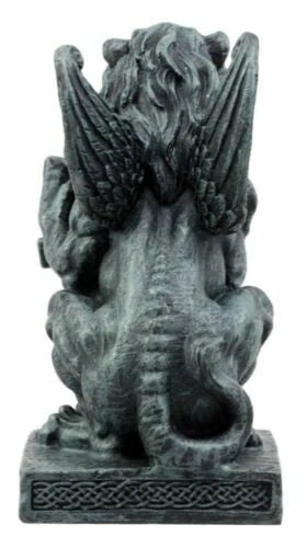 Stoic Notre Dame Sword Bearer Lion Heart Gargoyle On Pedestal Figurine 6"H-3