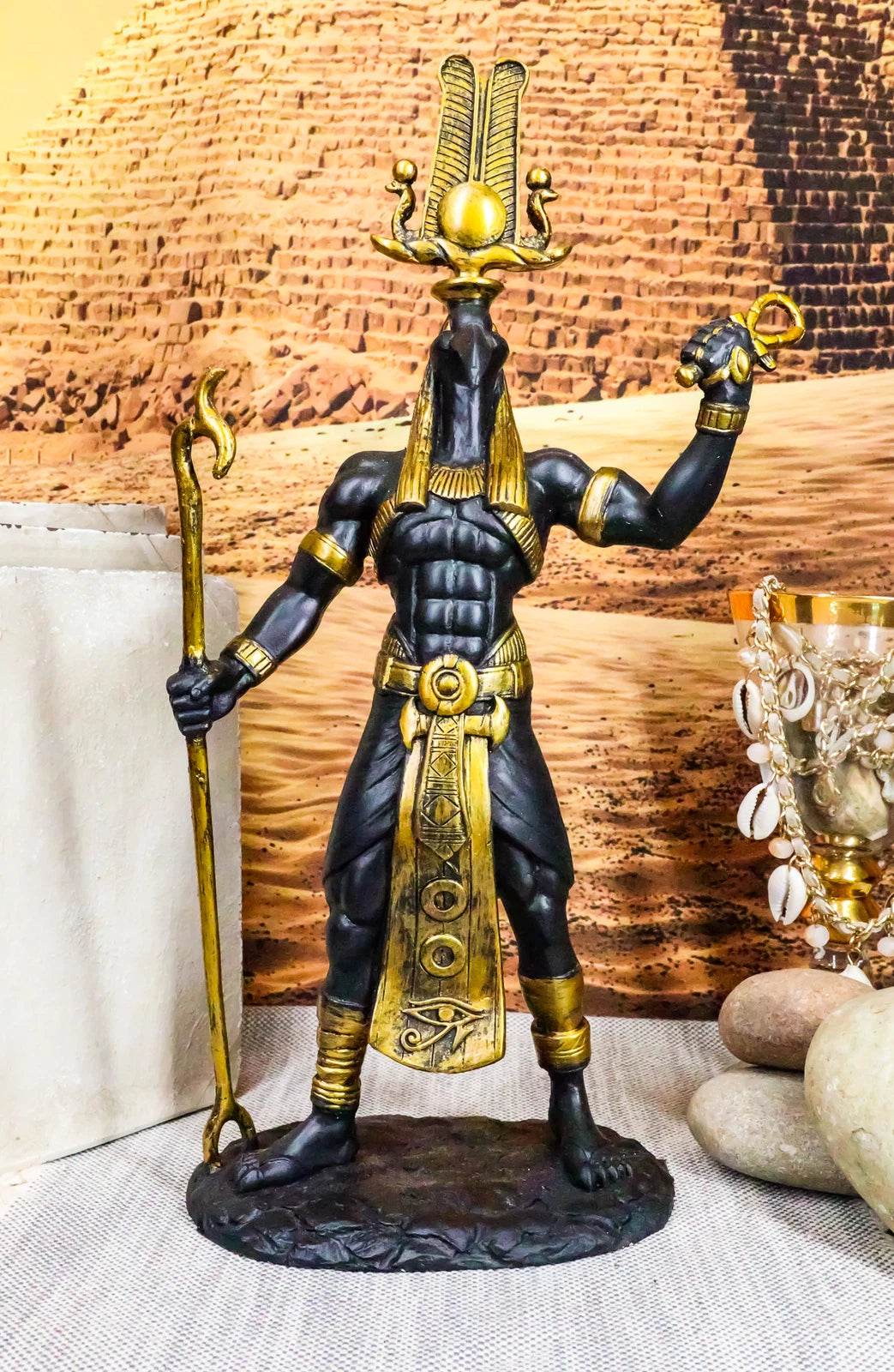 Egyptian God Ibis Headed Thoth Holding Was& Ankh Patron Of Knowledge-3