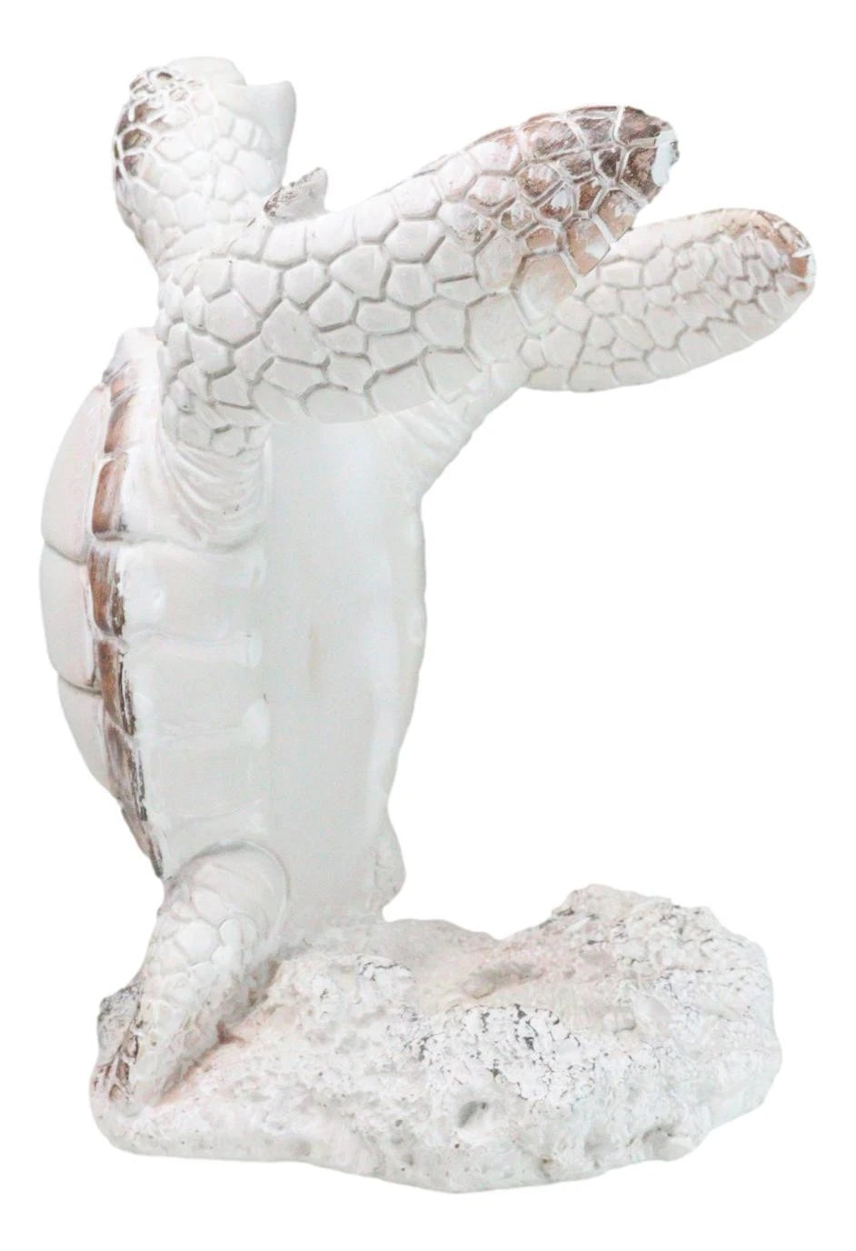 Nautical Marine Distressed Antique White Sea Turtle Wine Bottle Holder Figurine-3