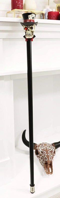 Casino Poker King Skull With Aces Top Hat Decorative Prop Cosplay Walking Cane-1