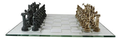 Olympus At War Greek Olympian Deities Resin Chess Pieces W/Glass Board Set-4