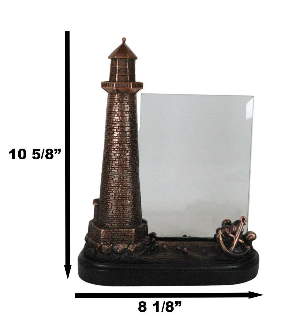 Nautical Marine Lighthouse And Ship Anchor Figurine With 5"X7" Engravable Glass-3
