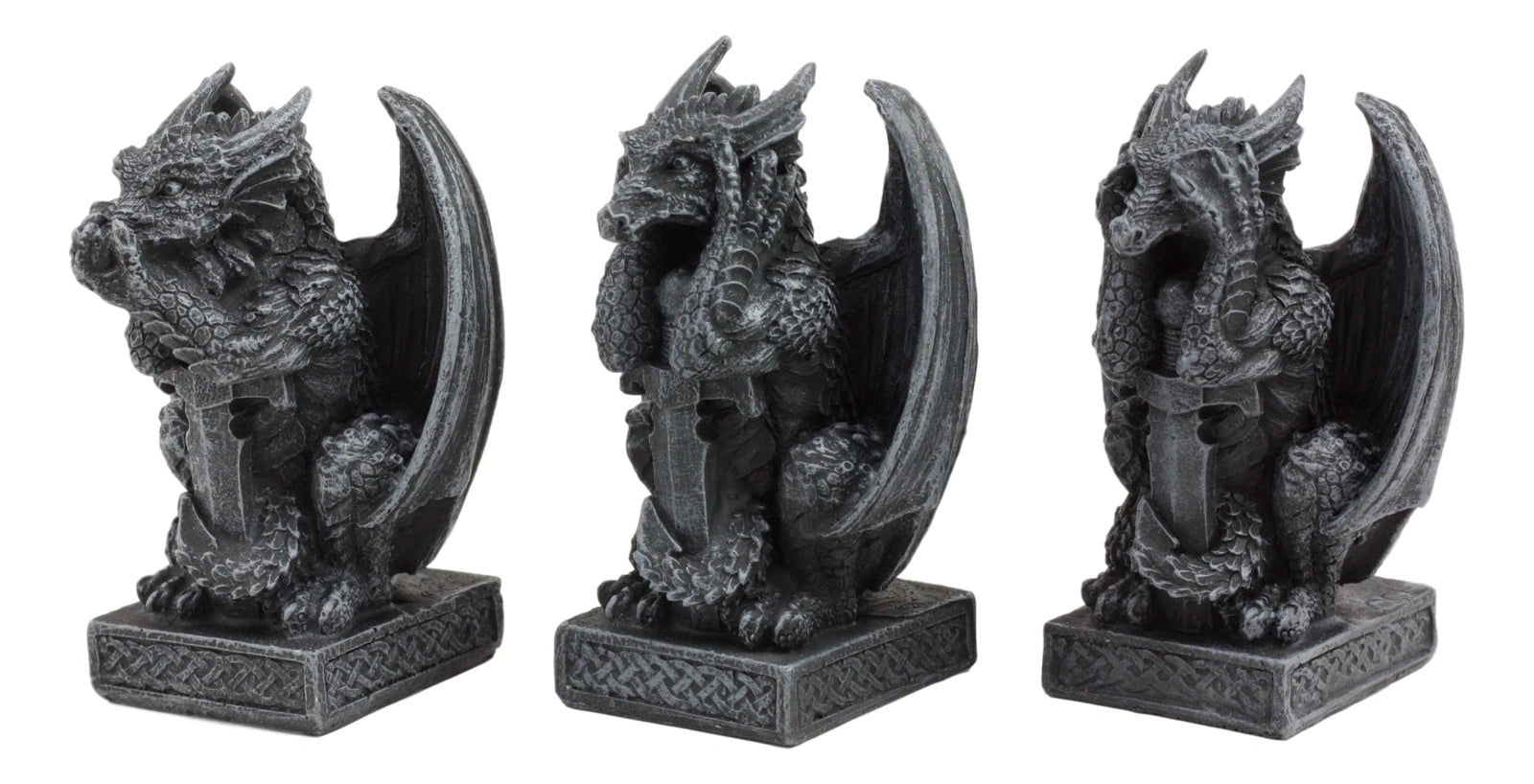 Three Wise Dragons See Hear Speak No Evil Sentinel Guardian Dragons Statue Set-3