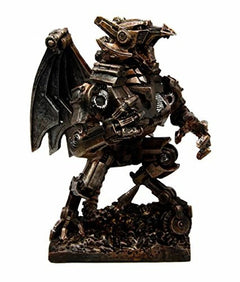 Steampunk Gearwork Mechanical Robotic Cyborg Winged Dragon Figurine Statue-1