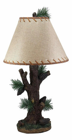 Large 26.75"H Vintage Rustic Mountain Pinecone Pine Tree Needles Bark Table Lamp-3